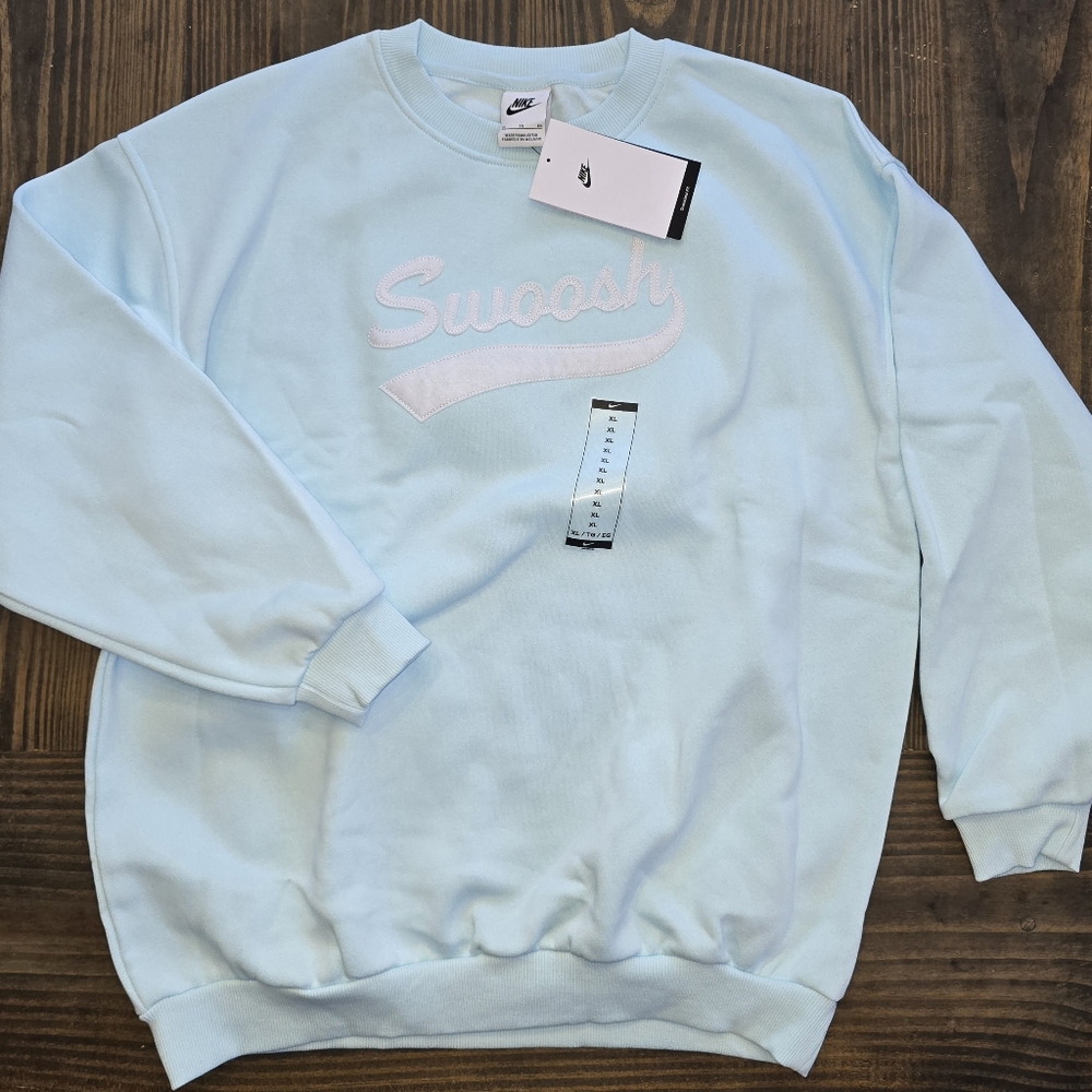 NWT Girls Nike Kids Sportwear Club Fleece Oversized Sweatshirt XL  Glacier Blue